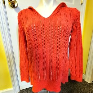 Ladies size medium loose knit sweater, hooded
